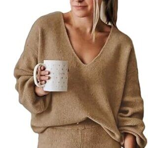 V-Neck Tan Brown Sweater Size Small
